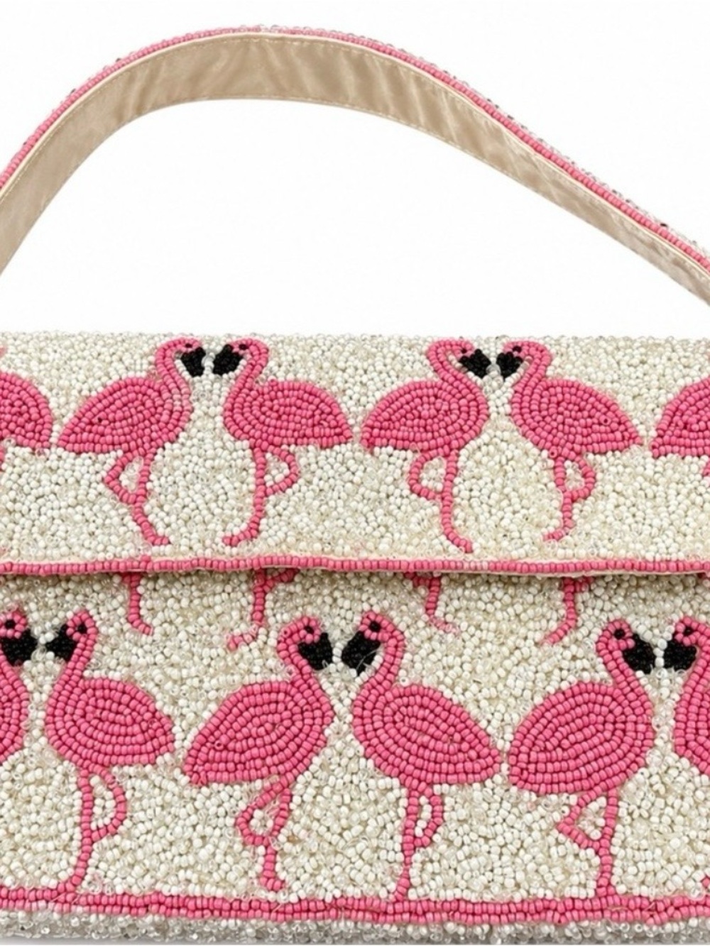 Pink Flamingo Beaded Top-Handle Bag - Women